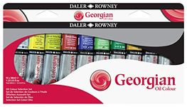 Daler-Rowney Georgian 38ml Oil Paint Artist Selection Set, 10 Assorted Colours, Ideal for Professional Artists & Students