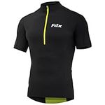 FDX Men’s Cycling Jersey - Half Zipped, Half Sleeves, Summer Cycle Breathable Tops with 4 Pockets - Bicycle Riding Shirt, MTB Racing, Mountain Bike, Running, Outdoor Sports Clothes (Black, Large)