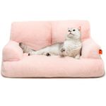 MEWOOFUN Cat Bed Fluffy and Soft Cat Sofa Dog Sofa, Small Dog Bed for Large Cats and Kittens - 66x48cm Cute Cat Bed Couch with Non-slip Bottom, Pink