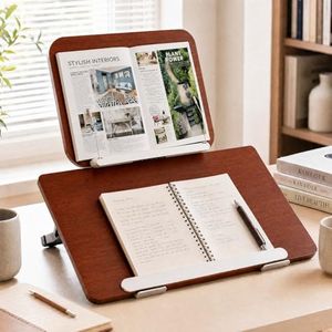Upgraded Bamboo Slant Board for Writing, Double-Layer Book Stand with 13 Angles, Book Holders for Reading Hands Free, 19.7x14.2in Desk Stand for Students & Office