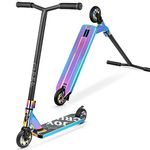 Joycruise Stunt Scooter for Children from 8 Years and Adults, Stunt Scooter with 360° Steering, Fun Scooter, Kick Scooter, 110 mm Wheels, Aluminium Core, Robust Trick Scooter, Pedal Scooter (Rainbow)