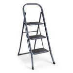 VonHaus 3 Step Ladder – Premium Quality Folding Step Ladder for DIY and Gardening - Anti Slip Feet, Easy to Store Ladder, 150KG Max Capacity - Durable Steel