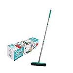 Molly’s Marvelous 3 in 1 Rubber Broom New Stainless Steel Pole, Wet Dry Use, 3 Piece Pole extends to 43", Pet Hair Removal, Rubber Bristles and Built-in Squeegee, for Carpet, Hard Wood Floor, Tiles,