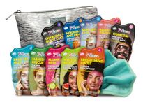 7th Heaven Pamper & Party Skincare Set (10 Face Masks, Silver Make Up Bag, Face Cloth). Cream & Peel Off Masks (Contents May Vary) Pamper Gifts for Women - Genuine 7th Heaven Face Masks Skincare