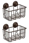 SANNO Suction Cup Shower Caddy Basket for Shampoo Combo Organizer Basket Stainless Steel Holder for Bathroom Storage,Bronze,pack of 2