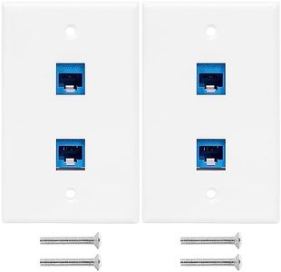Hepzest 2-Pack 2 Port Ethernet Wall Plate, RJ45 Cat6 Female to Female Jack Inline Coupler Face Plates, 2-Port