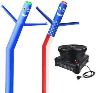 20FT Inflatable Waving Tube Man Set,with 1pc Blower & 2pc Air Sky Puppet Dancer Dancing for Mall Opening,Amusement Park,Outdoor Decoration Advertising Tool (US-Flag & Blue)