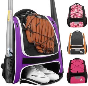 Hsmihair Baseball Bag - Baseball Backpack Holder, Large Main Compartment,T-Ball & Softball Equipment & Gear for Youth and Adults,Holds Bats, Helmet, Gloves