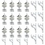 GLOXY ENTERPRISE Aluminium Double Diamond Curtain Brackets Parda Holders with Support Fittings 1 Inch Rod Pocket Finials Designer Door and Window ( Silver 6 Pair)