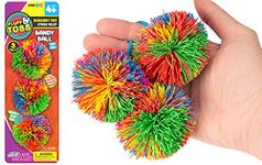 Mini Bandy Ball Set (1 Pack 3 Total) Rubber String Stress Balls Soft Spike Balls Sensory Fidget Toys Pack Rainbow Bouncy Pom Ball Stress Relief Sensory Toy Party Favors Stuffers Gifts 1072-1