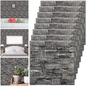 Tinlade 30 Pcs 28.81 Sq ft 3D Wall Panels Peel and Stick Foam Brick Wallpaper Printable Faux Brick Wall Panels Decorative Self Adhesive Wall Tiles Waterproof Wall Covering Panels (Rock Black)