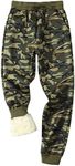 Gihuo Men's Winter Fleece Pants Sherpa Lined Sweatpants Active Running Jogger Pants(GreenCamo-L)