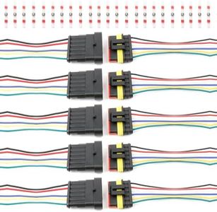 shengbowi 6Pin 5Kits Harness Connector 16-20AWG Waterproof Wire Quick Disconnect Series Automotive Way Car Electrical Marine Truck Boat Motorcycle Male Female Connections Plug