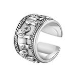 LEGENTLISUR 925 Sterling Silver Rings Fashion Rings for Women Men's Rings Personalized Rings Adjustable Elephant Antique Silver Ring Jewelry Gifts 18mm