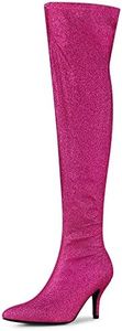 Allegra K Women's Glitter Stiletto Heel Hot Pink Over the Knee High Boots 10 M US