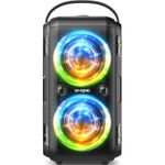 W-KING (180W PEAK)80W Bluetooth Speaker Loud, Portable Party Outdoor Haut Parleur Speaker Wireless/4 Drivers(2*4.04'' Woofer)/Deep Bass, Huge 105dB Sound, Lights, IPX5, EQ, 24H, U-DISK, TF Card, AUX