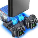 OIVO Regular PS4/ PS4 Slim/ PS4 Pro Cooler, Multifunctional Vertical Cooling Stand, PS4 Controller Charger with LED Indicators,Charging Dock Station with 12PCS Games Storage for PS4,PS4 Slim,PS4 Pro