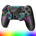 Wireless Controller for PS-4, Crack Design with RGB Light, 1000mAh Battery, 3.5mm Audio Jack, Gamepad Joystick with Dual Vibration/6-Axis Gyro Sensor/Touch Panel, Controller for PS-4/Pro/Slim/PC