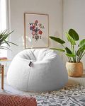 Mollismoons Premium Latest Bean Bags Fur with Beans for Living Room Bean Bag Chair with Beans Filled Bean Bag XXXL Size for Adult White Fur (Filled Bean Bag XXXL Size, Bean Bag White Fur with Beans)