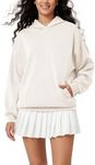 ODODOS Women's Modal Soft Oversized Hoodies Long Sleeve Hooded Sweatshirts Pullover Top with Kangaroo Pocket, Ivory, Medium