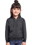 ADBUCKS Rich Cotton Full Sleeves Zipper Sweatshirt for Girls and Boys Jacket with Hoodies (Darkgrey, 4-5 Years)