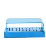 30 Holes Aluminium Disinfection Box Case Dental Bur Burs Block Holder Autoclavable Dentist Tool (Blue)