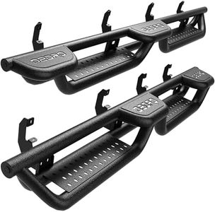 OEDRO Wheel to Wheel Running Boards Compatible with Chevy Silverado GMC Sierra 2019-2025 1500, 2020-2025 2500HD 3500HD Crew Cab, Bed Access Side Steps, Two Stairs Nerf Bars Black Powder Coated Rails