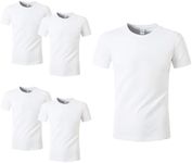 HTVRONT 5 Pack Polyester Sublimation T-Shirts Blanks - White Blank Crew Neck Short Sleeve Sublimation Shirts -Polyester Shirt for Sublimation - XXL