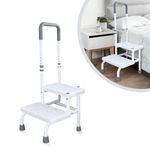 YUZINO 2 Tiers Bath Step with Handle, Bath Steps for Getting Into and Out of Bath, Heavy Duty Steps for Elderly 5-Level Height Adjustment Supporting Up to 300 Lbs, Footstool for Bed, Kitchen, Bathtub