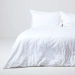 HOMESCAPES Luxury Soft Linen Duvet Cover Set Plain White Textured Linen Bedding Natural French Flax Fibre Linen & Pure 100% Cotton Blend Duvet Cover With Pillowcases, King