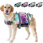 EMUST Life Jackets for Dogs, Adjustable Small/Medium/Large Dog Swim Vest for Water Safety Pet Life Vest with Rescue Handle Safety Vest for Swimming Pool Beach Boating, XL, Multicolors