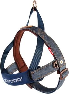 EzyDog Premium Quick Fit Adjustable Premium Dog Harness Vest - Perfect for Training, Walking, and Control - Padded for Comfort (X-Small, Denim)