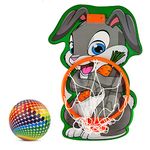 NHR Small Basket Ball kit Set with Ring for Kids, Playing Indoor Outdoor Basket Ball, Hanging Board with Net & Ball (Rabbit Face Printed) Multicolor