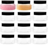 TUZAZO 5 Oz Plastic Container Tuscany Jars with Lids BPA Free, 12 Pack Empty Round Clear Cosmetic Containers Body Butter Jars for Lotion, Cream, Gel, Sugar Scrub