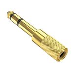 Headphone Adapter 3.5mm to 6.35mm to 1/8 inch to 1/4 inch Premium Gold Plated Stereo Headphones Jack Adaptor Headphone Converter, Long Life Aux Jack Audio Plug 3.5mm Female to 6.35mm Male.