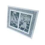 EagleWiz GLASS MIRRORED CRUSHED CRYSTAL DIAMOND,DOUBLE PHOTO FRAME,TWO PHOTOS SILVER