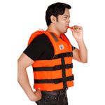 Adult Life Jacket, Life Saving Jacket, PFD Type III, Weight Capacity Upto 120kg, Universal Size, Orange (Model : Marines)