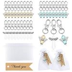 GWHOLE Angel Keychain Favor 90pcs Angel Keychains Set with 30 Pearl Angel Key Rings 30 Thank You Tags 30 Organza Bags Charms Gifts for Guests Baby Shower Wedding Christening Souvenir