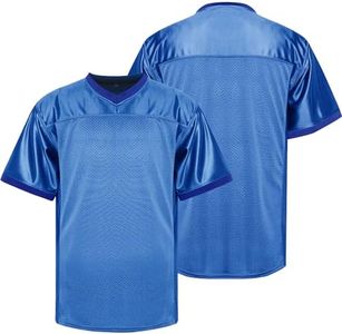 MESOSPERO Men Hip Hop Shirts Short Sleeve Sports Uniforms Sports Blank Football Jersey S-XXXL (3X-Large, Blue)