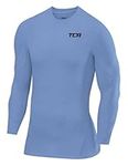 TCA Men's SuperThermal Compression Base Layer Top Long Sleeve Thermal Under Shirt - Ice Blue, XXL