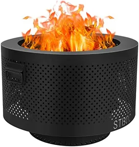STBoo 24 Inch Smokeless Fire Pits for Outside with Portable Carrying Storage Bag, Low Smoke Outdoor Fireplace for Bonfire Picnic Backyard on Beach, Black, XL