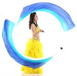 KIKIGOAL 2pcs 2.0x0.9M/78.74"x35.43" Multi-Color Dance Silk Veil Poi (2.0x0.9M/78.74"x35.43", Gradual Blue)