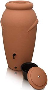 YourCasa® Regentonne 210 Liter [Amphore Design] Regenfass Frostsicher aus Kunststoff - Regenwassertonne mit Wasserhahn - Regenwassertank Garten Regenwassersammler Wasserfass Wassertonne (Terracotta)