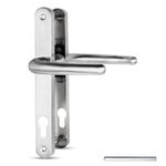 Bwintech 1 Set Satin Nickel UPVC Door Handle Set Stainless Steels 304, 92mm Backset, 210mm Screw Hole Distance, 243mm Plate Length Front Door Handles for UPVC Door