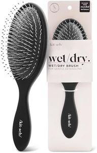 Kitsch Detangler Hair Brush for Wet and Dry Hair, Curly or Straight Hair, Detangling Brush with Flexible Hairbrush Bristles, Hair brushes for Women & Men, Adults & Kids, for Shower & Travel - Black