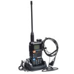 QUANSHENG UV-5R PLUS Handheld Ham Radio with D Shape Radio Earpiece with PTT Mic, Long Range Two Way Radio for Adult, VHF/UHF Dual Band Portable Radio, 200 Channels, NOAA Rechargeable, Frequency Copy