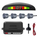 MOCNT Car Reverse Parking Sensors Car Rear Reverse Parking Radar System Car Parking Sensor Kit 4 Rear Sensor Auto Sound Alarm Alert Reverse Backup Radar Display Grey