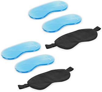 Navaris Gel Eye Mask Set (4 Gel Packs + 2 Covers) - Reusable Hot and Cold Masks - Freezer Ice Pack Compress for Cooling Eyes Forehead Face - Black