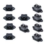 Oiyagai 10 Pcs AC 250V 10A IEC 320 C14 Panel Mount Plug Adapter Power Connector Socket