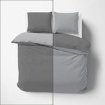 Day Care IMPRESSIBLE Super Soft Microfiber Reversible 3 Piece Duvet Cover Set Size (91X101 Inches) and 2 Pillow Cover (18X28 Inches) - Double Bed Size- Dark Grey/Silver Grey